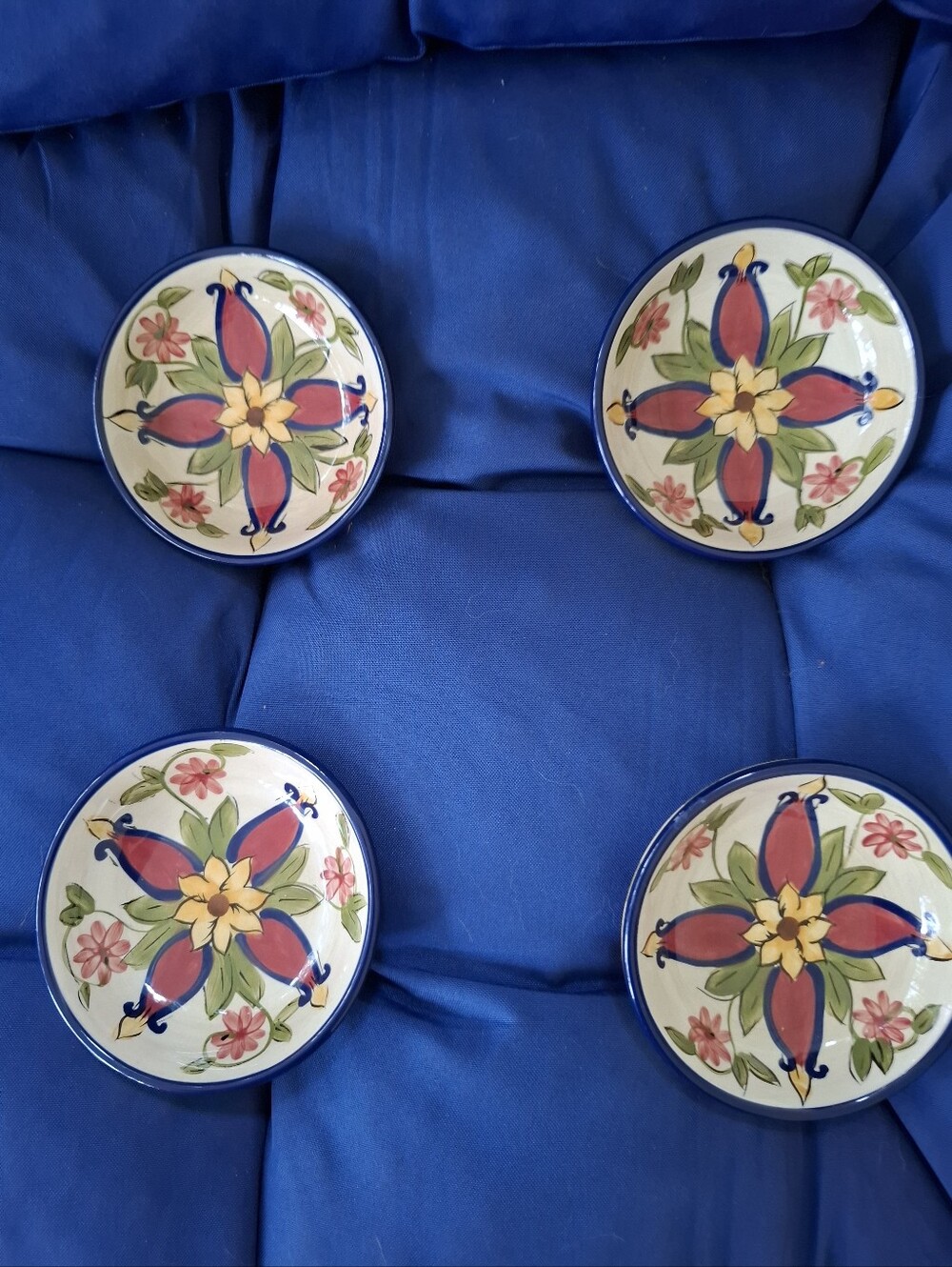 Pier 1 Vallarta Individual Dip Bowls/Dishes, Handpainted, Earthenware Set Of 4